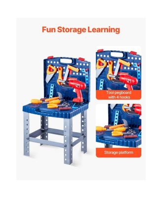 Kids Workbench, 56 pcs, Kids Tool Bench with Realistic Tools and Electric Drill, Pretend Play Construction Workbench Toys for Toddlers
