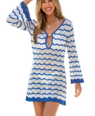Women's Here & Now Striped Cover-Up Mini Beach Dress