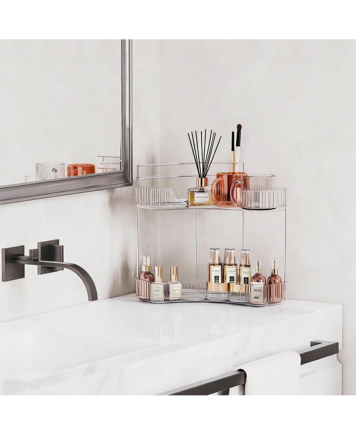 Yigii 2-Tier Corner Bathroom Organizer with Brush Holders