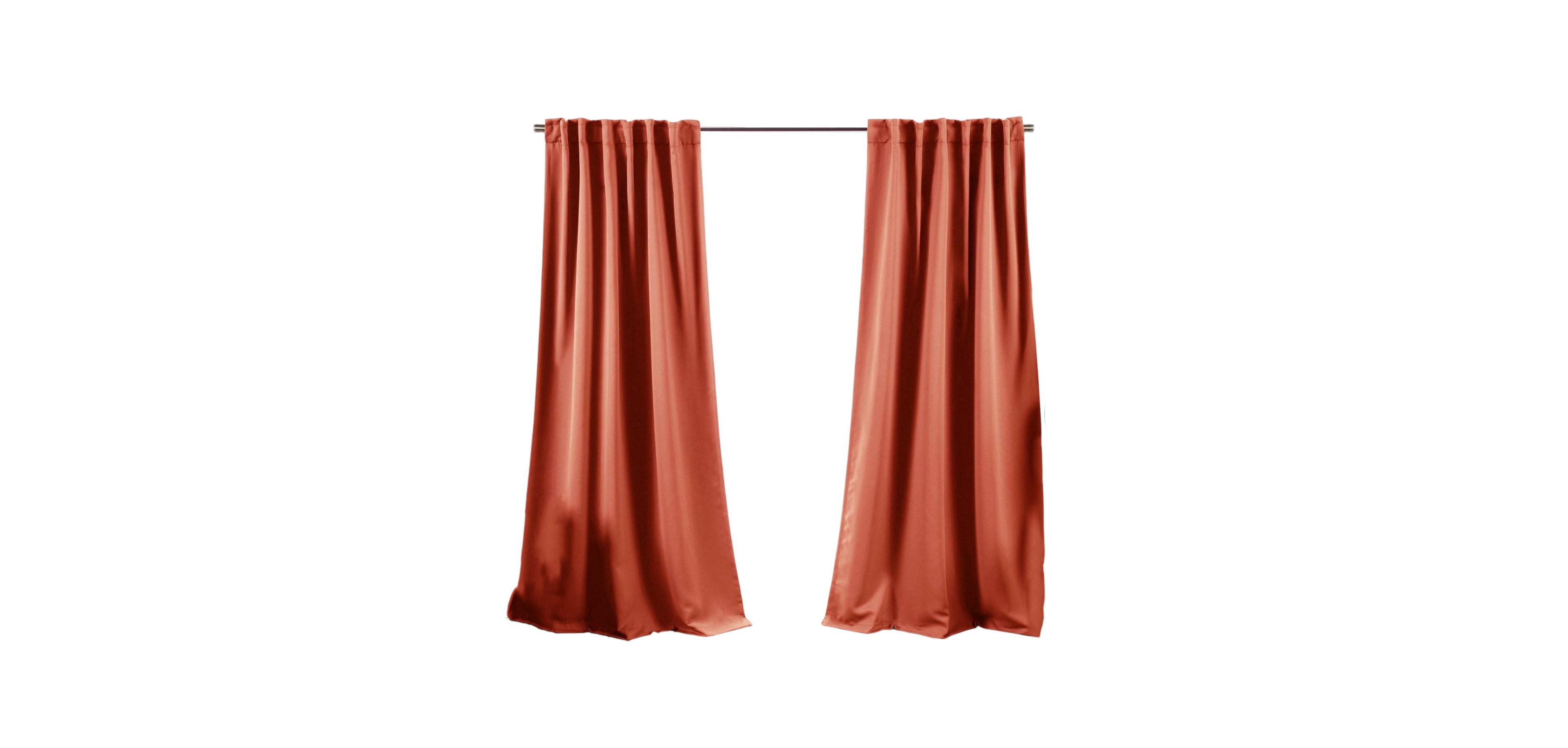 Set of 2 Apricot Thermal Blackout Curtains for Bedroom and Living Room