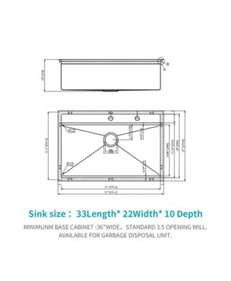 huluwat 33x22x10inch Drop In Kitchen Sink Stainless Steel Workstation Single Bowl 16 Gauge Topmount