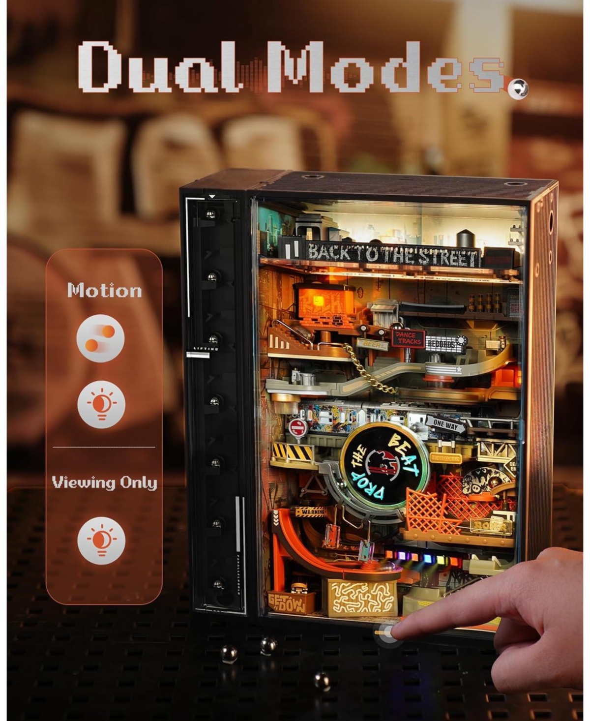 Robotime 3D Puzzle, Electric Marble Run Model Kits, Parallel World Hip-hop Street, Desk Decoration, Building Sets for Adults Boys Girls Birthday Gifts