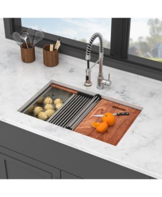 Undermount Workstation Kitchen Sink Single Bowl 16 Gauge Stainless Steel