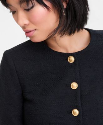 Women's Collarless Cotton Tweed Jacket