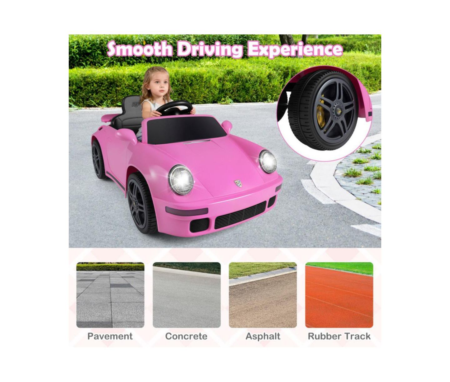 Детская игрушка HONGGE Electric Remote-Control Ride-On Car, 1-Seat, Ages 3-7, цвет: Розовый — фото 7