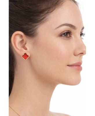 Carnelian Flower Stud Earring