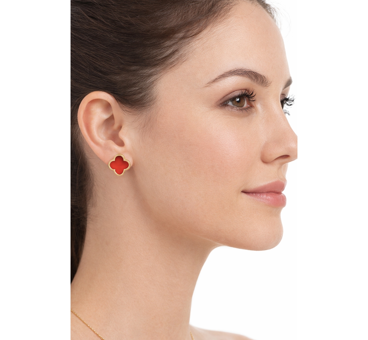 Rivka Friedman Carnelian Flower Stud Earring