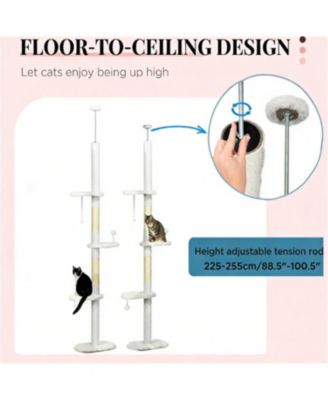88.5" to 100.5'' Cat Tree with tension rod in White