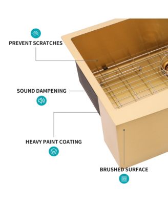 33x21x10inch Gold Farmhouse Kitchen Sink Stainless Steel Apron Front 16 Gauge