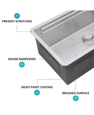 33x16.72x10inch Undermount Waterfall Kitchen Sink Stainless Steel Workstation with Faucet