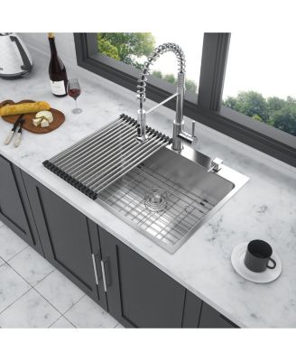 25x22x10inch Stainless Steel Kitchen Sink Drop In Single Bowl 16 Gauge Deep Basin