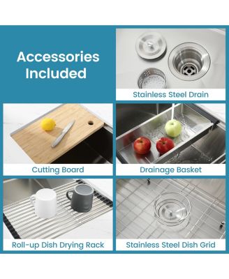 33inch Undermount Dark Gray Multifunctional Flying Rain Waterfall Single Bowl S304 Stainless Steel Handmade Kitchen Sink