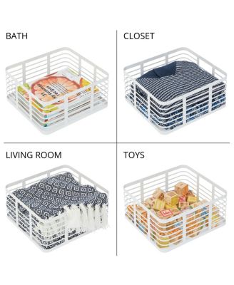 Metal Pantry Basket with Handles - Set of 2 - Matte White