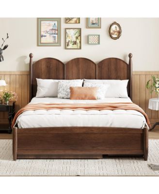 Queen Size Platform Bed with 2 Big Drawers and Twin XL Size Trundle