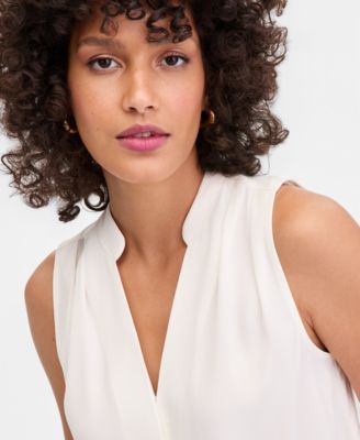 Women's Sleeveless Faux Wrap Blouse