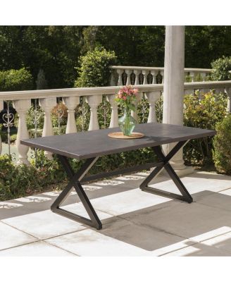 Mondawe 70.50 Inches Outdoor Aluminum Dining Table with Steel Frame and  X-Base