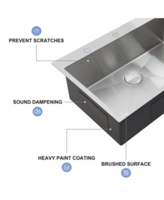 33x22x10inch Drop in Kitchen Sink with Pull Out Faucet 16 Gauge Stainless Steel Single Bowl