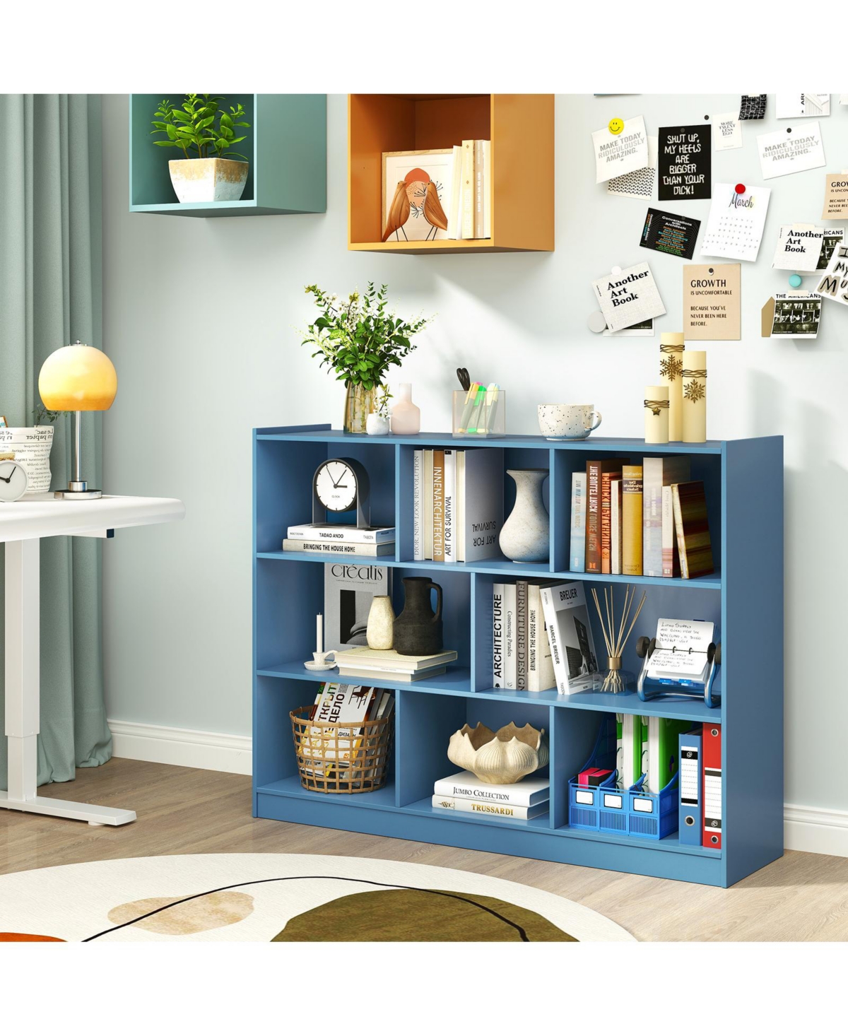 Slickblue Contemporary 3-Tier Open Cube Bookcase with 8 Compartments