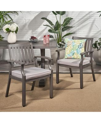 Mondawe Outdoor Modern  Aluminum Frame Stationary Dining Chair With Gray Cushioned Seat (Set of 2)