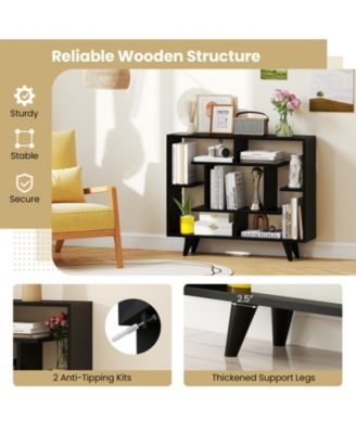 Geometric Bookcase with Anti-Tipping Kit and Storage Shelving