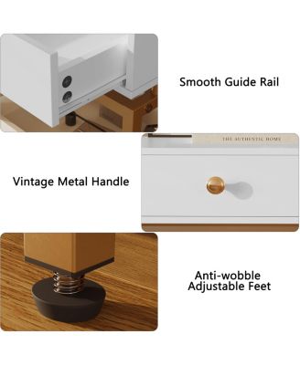 Modern Nightstand End Table with Drawer and Open Shelf, 2 Tiers Sofa Side Table for Living Room, Bedroom