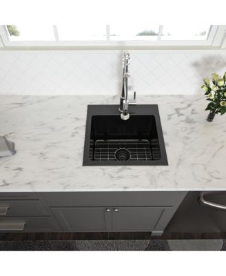 15x15x9inch Gunmetal Black Kitchen Sink Drop In Stainless Steel 16 Gauge Deep Single Bowl