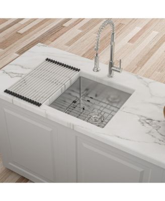 17inch Undermount Sink 16G T304 Stainless Steel Single Bowl 17x19x10inch 10inch Deep Bar Prep Sink with Full Accessories