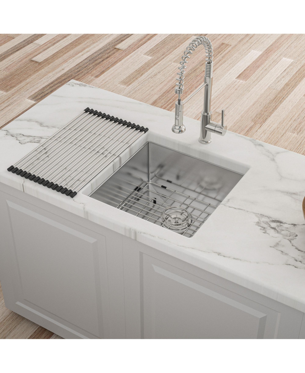 Flynama 17inch Undermount Sink 16G T304 Stainless Steel Single Bowl 17x19x10inch 10inch Deep Bar Prep Sink with Full Accessories