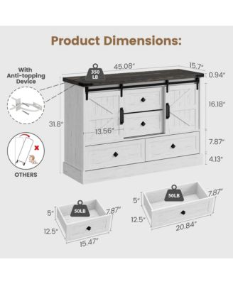 Farmhouse TV Stands for 65 Inch TV, Entertainment Center with Sliding Barn Doors