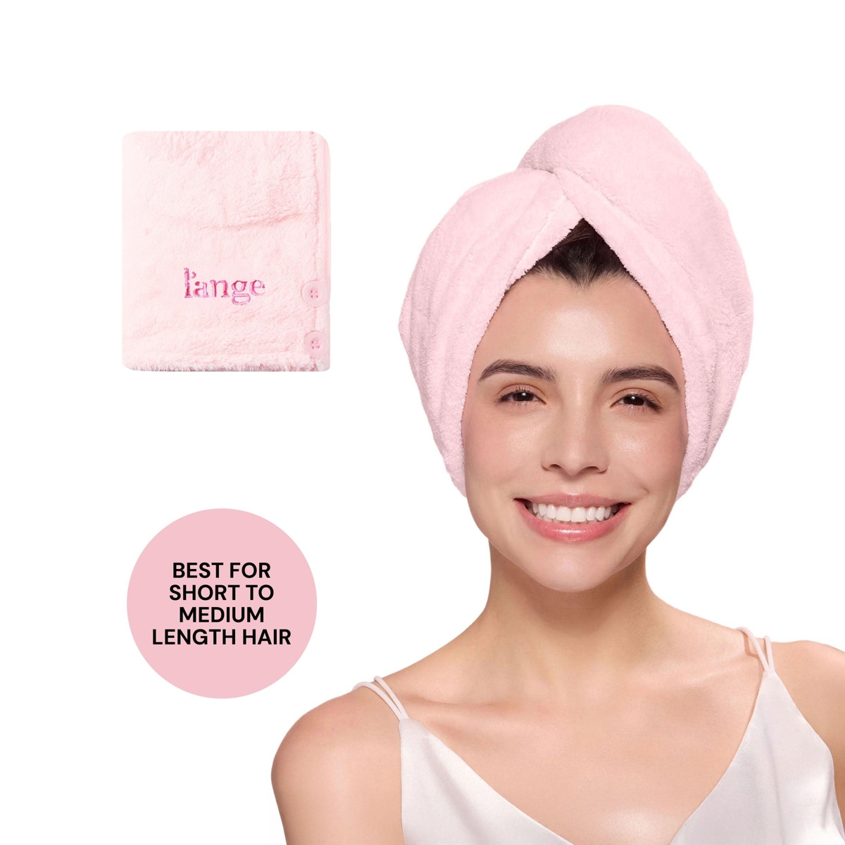 L'ange Plush Hair Wrap Towel - Standard Ultra-Absorbent Coral Fleece - Blush