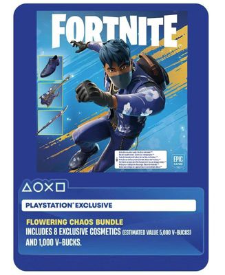 PlayStation 5 Digital Fortnite Flowering Chaos Bundle with Extra Controller and MightySkins Code - Cobalt Blue