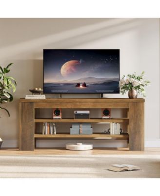 TV Stand for TVs up to 55 Inch, Entertainment Center with Open Storage Shelves & Soundbar Shelf, Modern Media Console Table