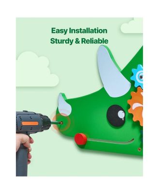 Dinosaur Activity Wall Busy Board Panels, 11 Activities, Montessori Sensory Wall Toy for Kids 3-12 Years