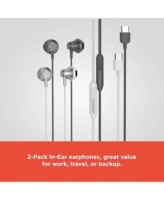 2 Pack (1 Gray and 1 White) In-Ear Earphones with Type-C Inputs For All Smart Phones