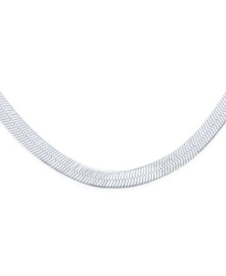 .925 Sterling Silver Flat Omega Herringbone Chain Choker Collar Necklace Made in Italy