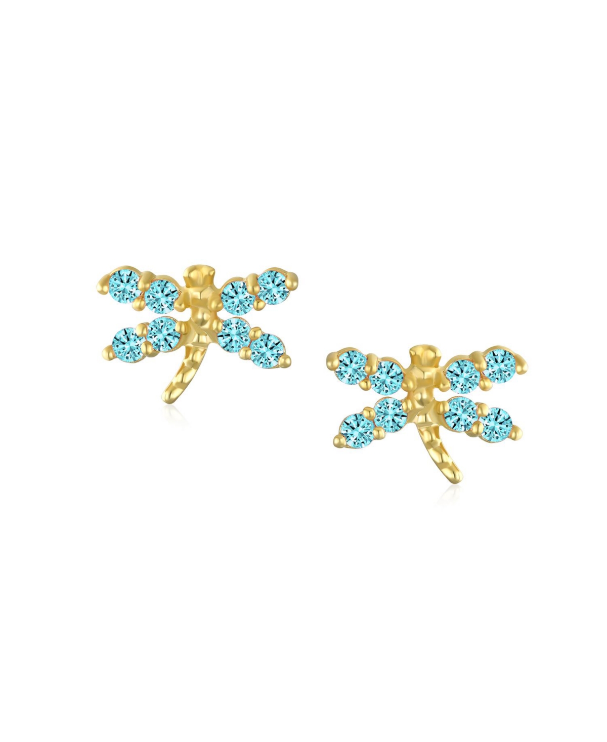 Bling Jewelry Tiny Aquamarine Cubic Zirconia Cz Butterfly Stud Earrings 14K Gold Screw-back