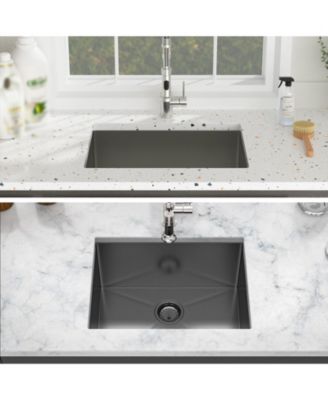 huluwat 24x18x12 Inch Undermount Gunmetal Black Laundry Utility Sink 16 Gauge T304 Stainless Steel Deep Single Bowl