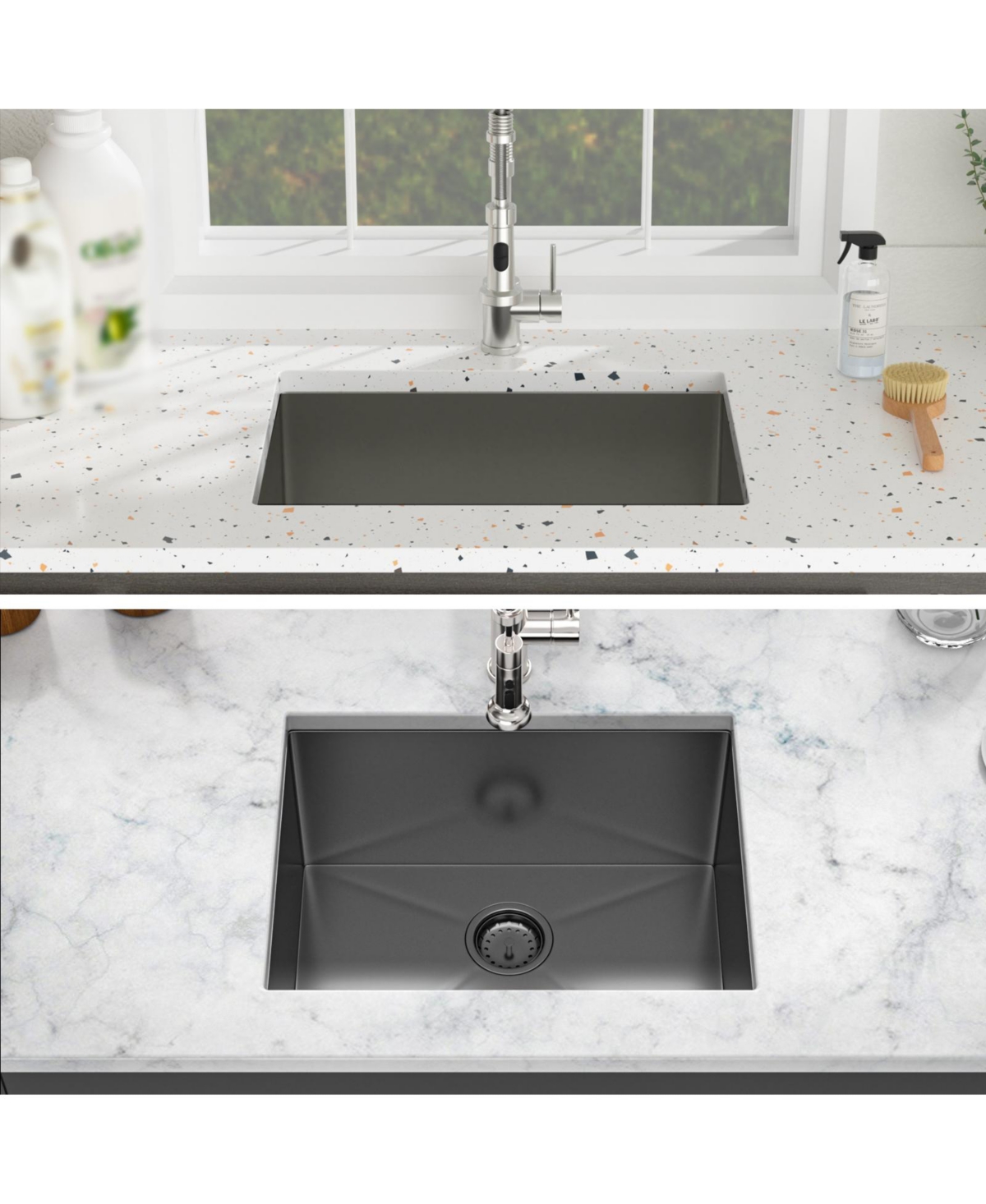 flynama huluwat 24x18x12 Inch Undermount Gunmetal Black Laundry Utility Sink 16 Gauge T304 Stainless Steel Deep Single Bowl