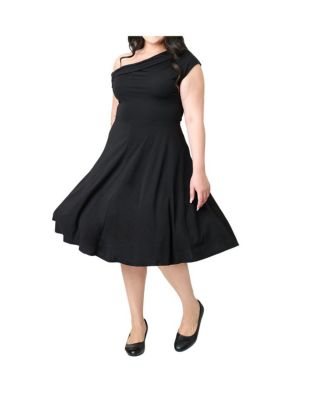 Plus Size Asymmetrical Neck Swing Dress