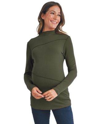 Maternity Mock Neck Long Sleeeve Ribbed Top