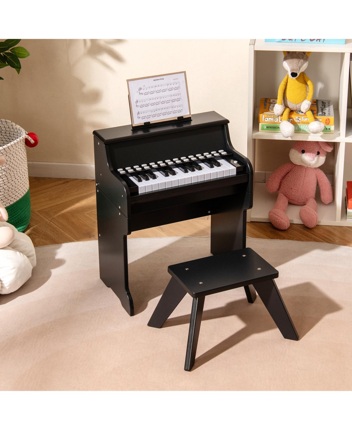 Slickblue 25 Keys Kids Piano Keyboard with Stool Mini Adjustable Speed and Volume