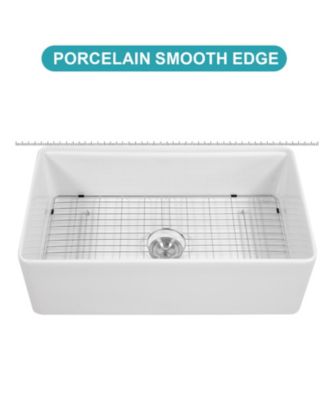 33x20x10inch White Porcelain Ceramic Single Bowl Workstation Kitchen Sink with Full Accessories