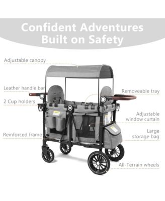 All-Terrain Wagon Stroller for Two Kids with Canopy, Snack Tray and Shock-Absorbing Wheels
