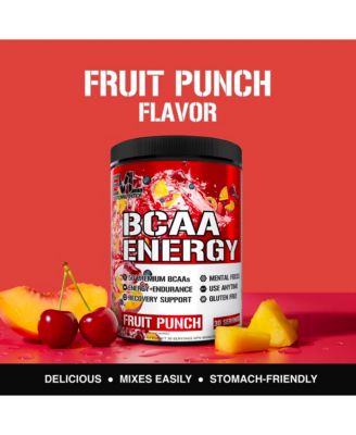 BCAAs Amino Acids Powder - Rehydrating BCAA Powder Post Workout Recovery Drink with Natural Caffeine - Fruit Punch
