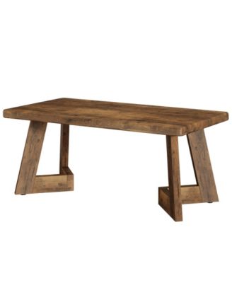 Coffee Table, Farmhouse Center Table with V-Shaped Legs, 47.2 x 23.6 Inches Rectangle Living Room Tables, Easy to Assemble, Rustic Brown
