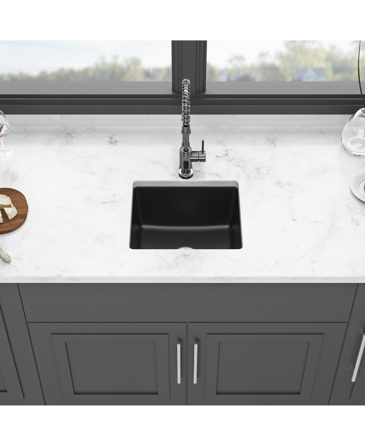 flynama 17.71x15.74x9 Inch Granite Composite Quartz Undermount Kitchen Sink