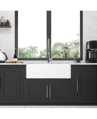 33x18x10inch White Farmhouse Sink Ceramic Porcelain Double Bowl Apron Front Kitchen