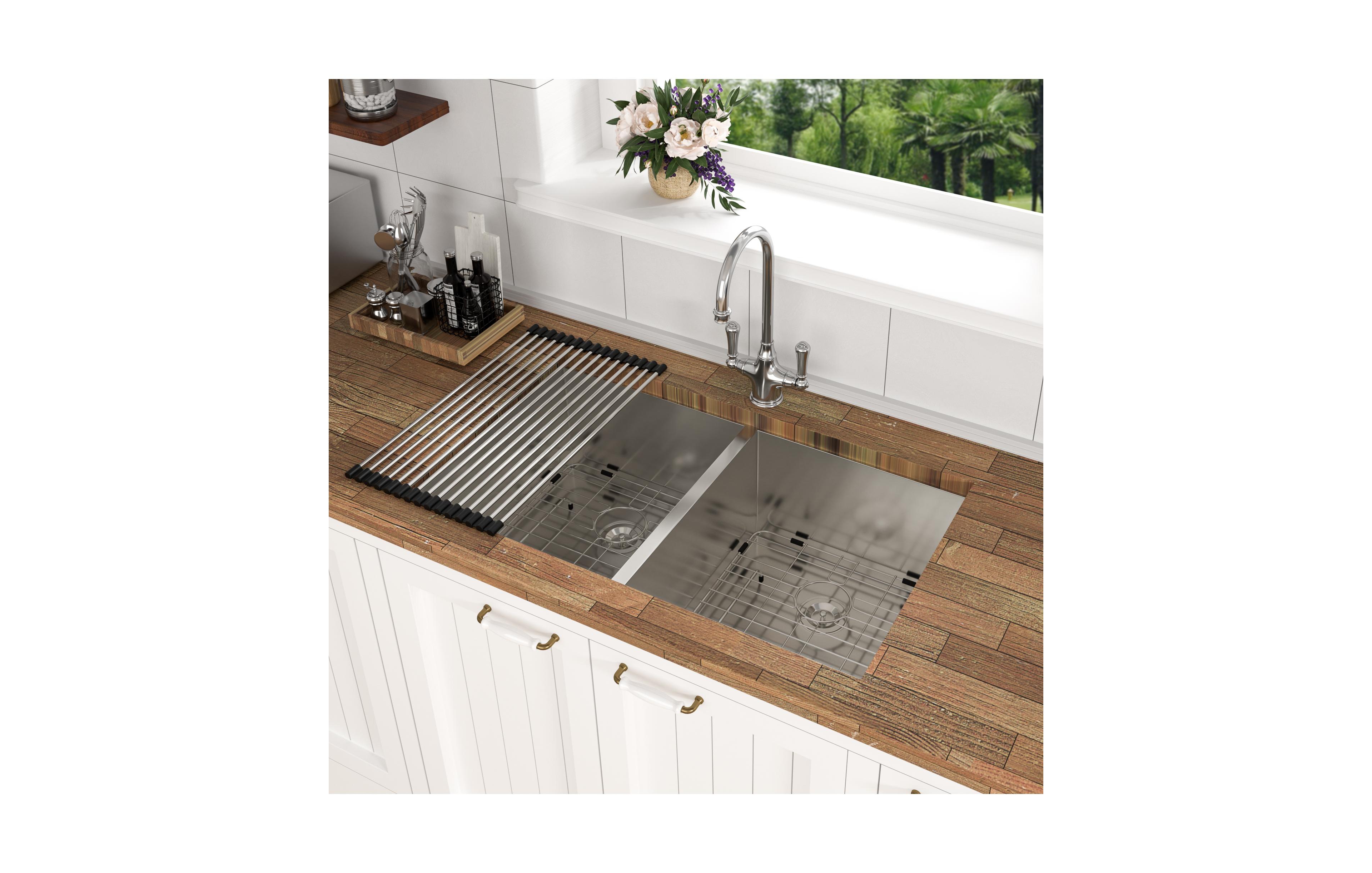 flynama 33x19x9inch Undermount Double Bowl Kitchen Sink Stainless Steel 16 Gauge 50 and 50