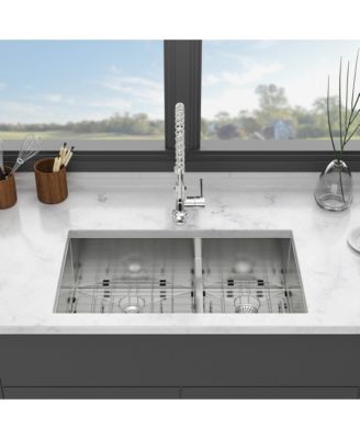 30x19x10inch Undermount Double Bowl Kitchen Sink Stainless Steel 16 Gauge 60 and 40