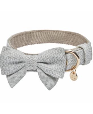 Textured Tweed Dog Collar With Detachable Bowtie Accessory